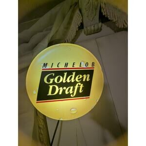 Vintage 14" Michelob Golden Draft Beer Bottle Cap Pull String Wall Light ~ Works